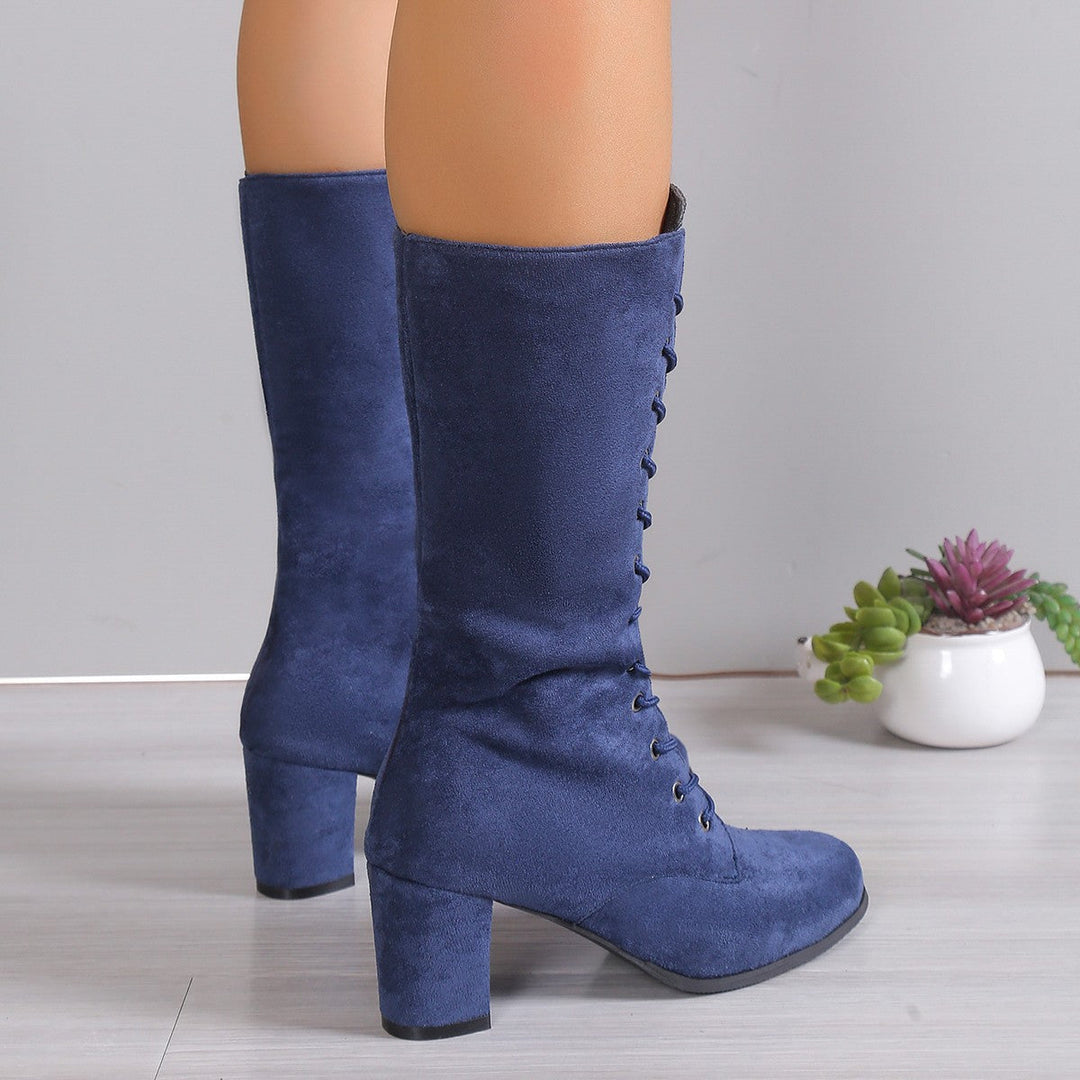 Damen Elegante Schnürstiefel mit hohem Absatz und modischem Design Drune