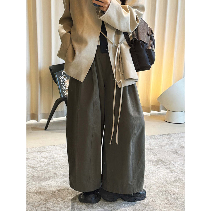 Damen Unregelmäßiger Wickelblazer mit Bindegürtel und rohen Kanten Drune
