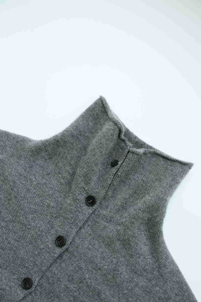Damen modischer Strickcardigan mit hohem Kragen und Knopfleiste Drune