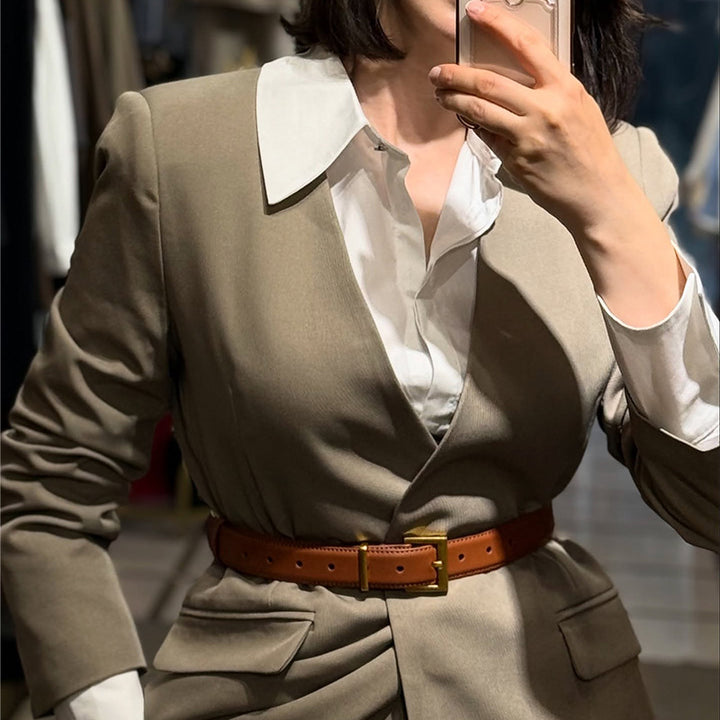 Damen eleganter Business-Anzug mit tailliertem Blazer und figurbetonter Skirt Drune