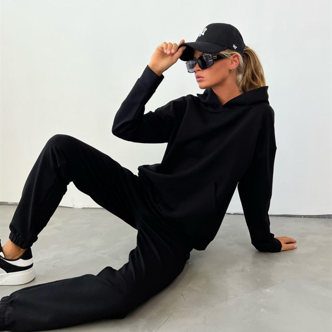 Damen Hoodie- und Jogginghose-Set mit elastischem Bund und lässigem Schnitt