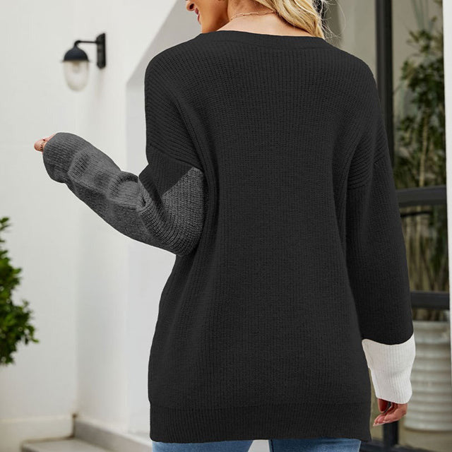 Drune | Farbiger Patchwork Strickpullover mit Modernem Look