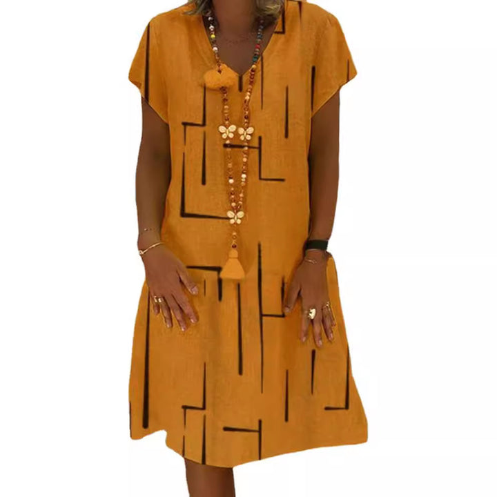 Damen Bequemes Tunika-Kleid mit modernen grafischen Mustern Drune