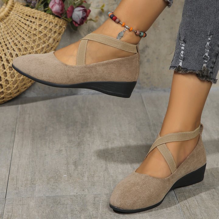Damen Komfort-Keilabsatz-Ballerina aus Veloursleder Drune