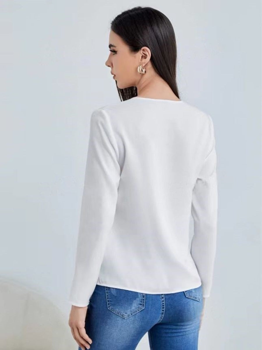 Drune | Damen Satinbluse Imitation Seide Shirt