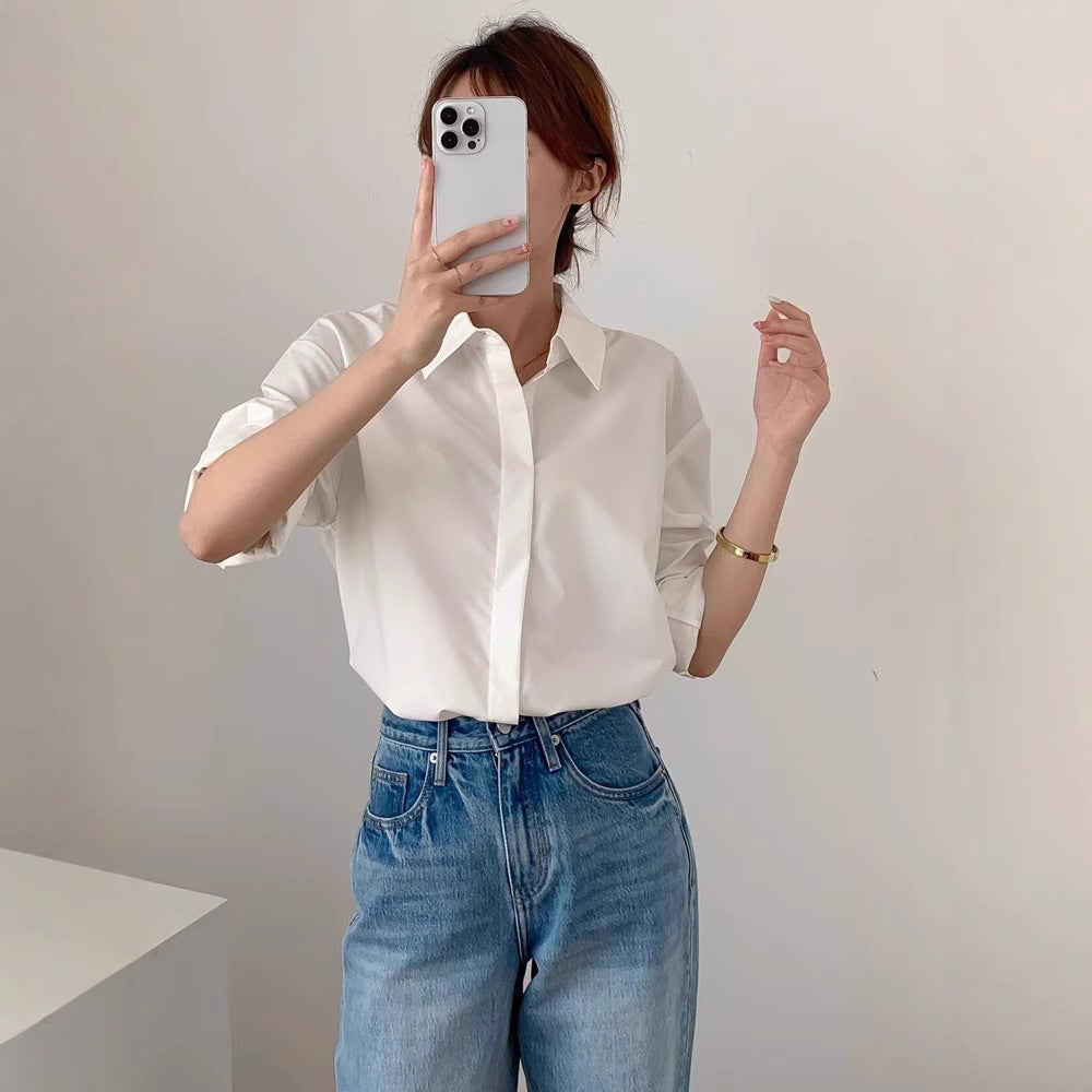 Damen Stilvolle Oversized Bluse Drune
