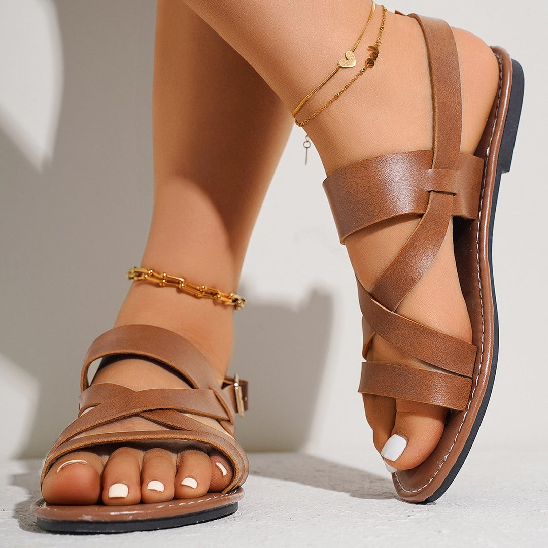 Damen Riemchen-Sandalen mit anatomischem Fußbett und geschwungenem Riemendesign Drune