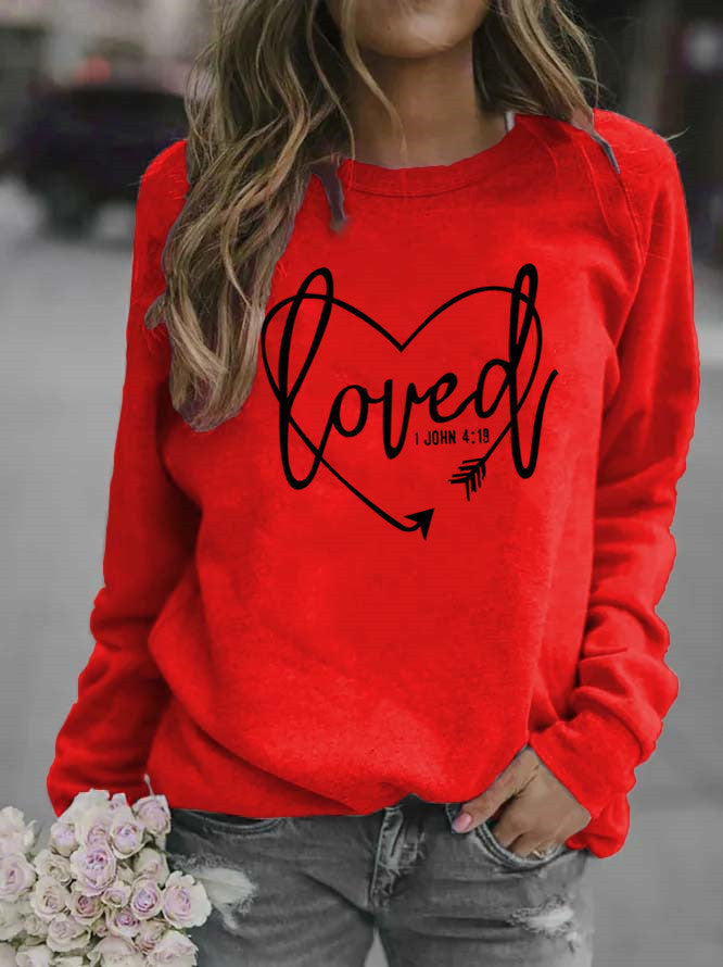 Damen Sweatshirt mit herzförmigem Aufdruck und inspirierender Botschaft Drune