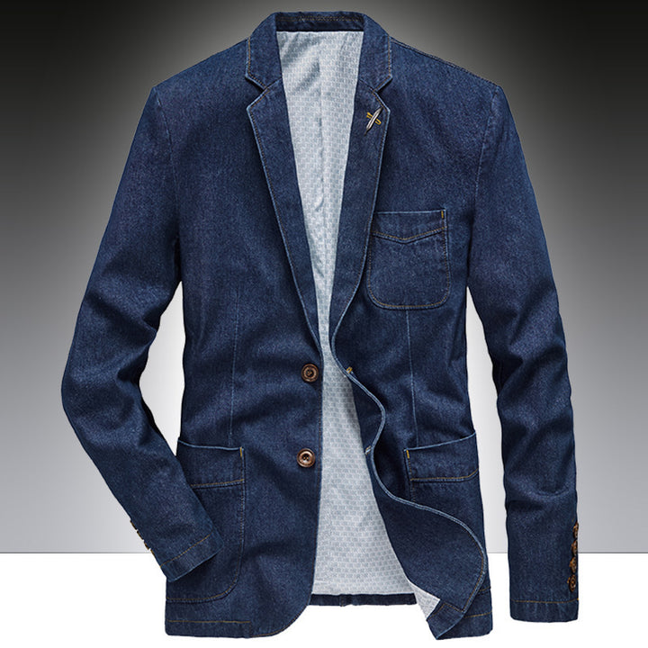 Herren Denim-Sakko im unstrukturierten Worker-Stil mit aufgesetzten Taschen Drune
