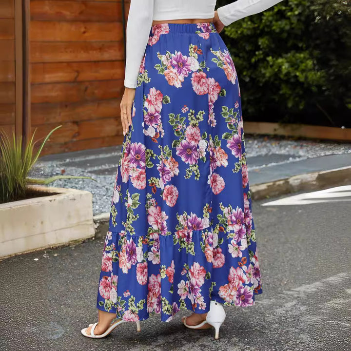 Damen Maxirock mit voluminösem Schnitt und buntem Blumendesign Drune
