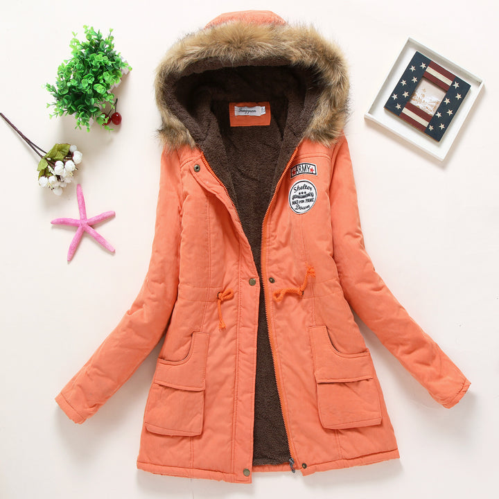 Damen taillierter Winterparka mit Teddyfutter Kunstfellkapuze und Tunnelzug Drune