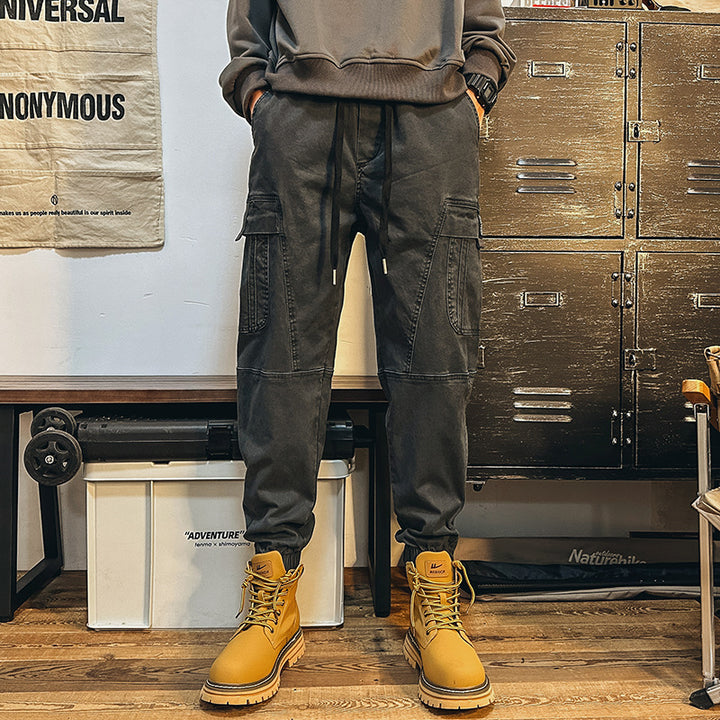 Herren Cargo-Joggerhose mit großen Pattentaschen, elastischem Bund und Gummbündchen Drune