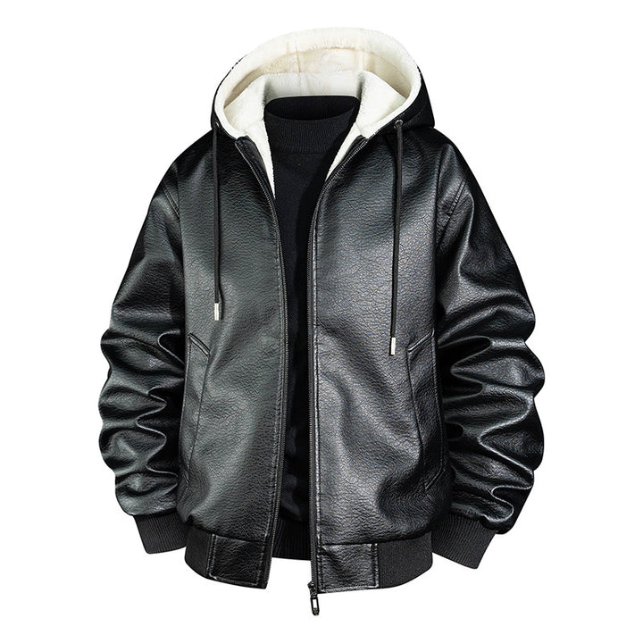 Herren Coole Kunstlederjacke mit kuscheliger Innenausstattung Drune