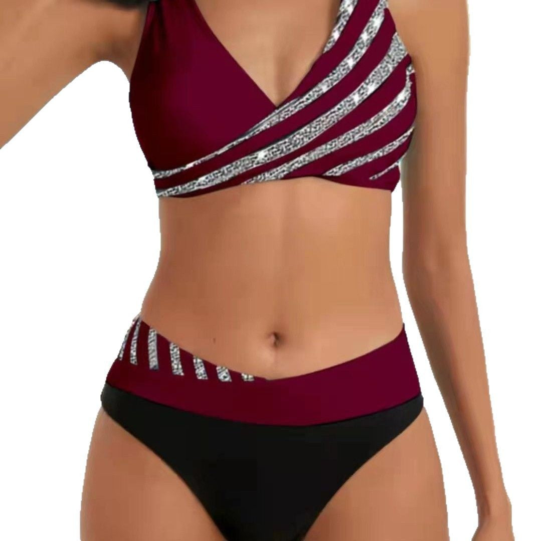 Damen Sportlicher Bikini mit modischem Wickeloberteil Drune