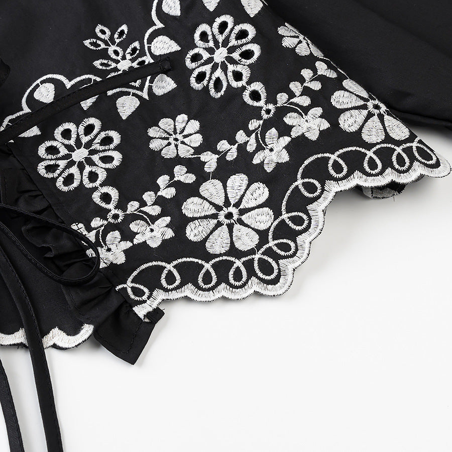 Damen elegante kurzes Bolero mit floralen Stickereien Drune