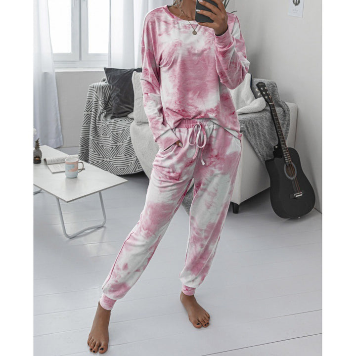 Damen Lässiger Tie-Dye Lounge-Jumpsuit mit Kordelzug und Eingrifftaschen Drune