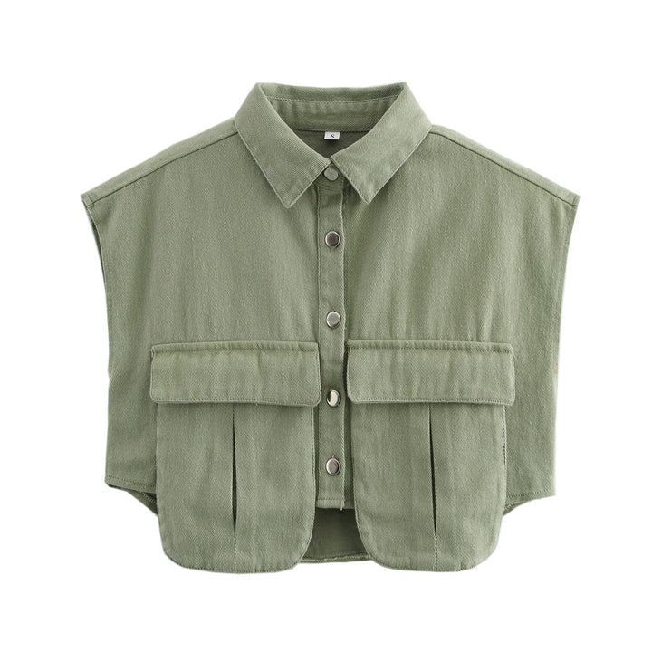 Damen ärmellose Utility-Bluse mit Taschen Drune