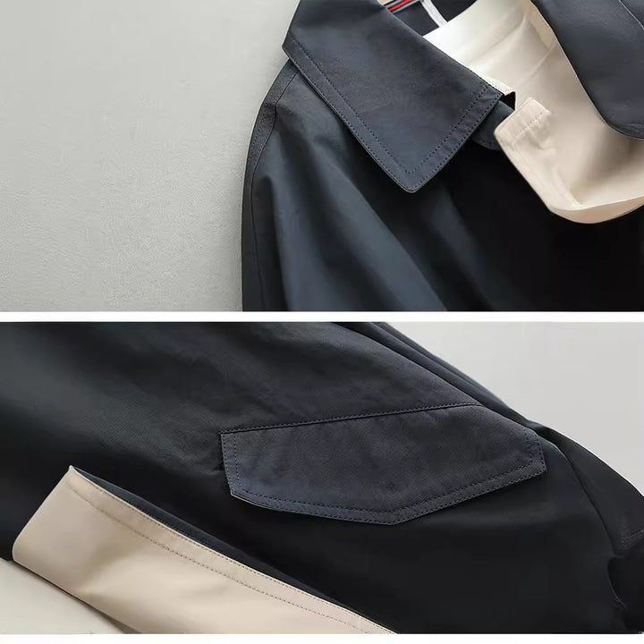 Damen Oversize-Trenchcoat aus atmungsaktivem Baumwollmischgewebe mit verdeckter Knopfleiste Drune