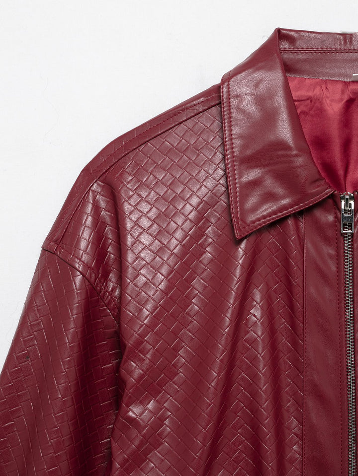 Drune | Woven Faux Leder Bomberjacke