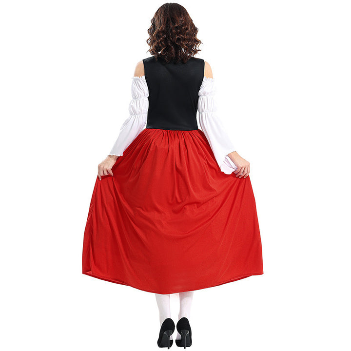 Damen nan Renaissance-Bauernkleid mit geschnürtem Mieder, schulterfreiem Carmen-Oberteil und weitem Rock Drune