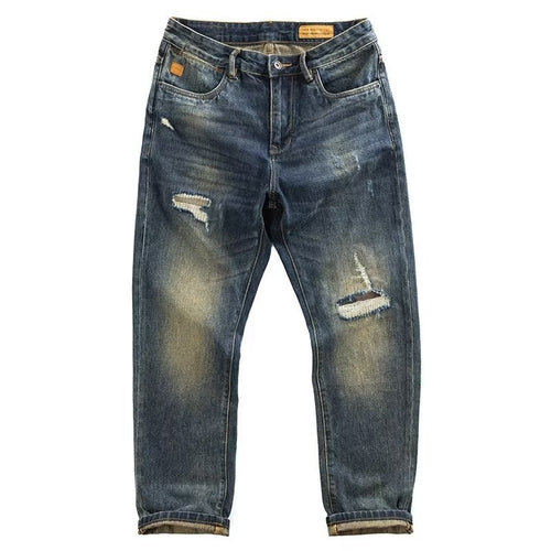 Herren Legere Denim-Jeans im Used-Look Drune