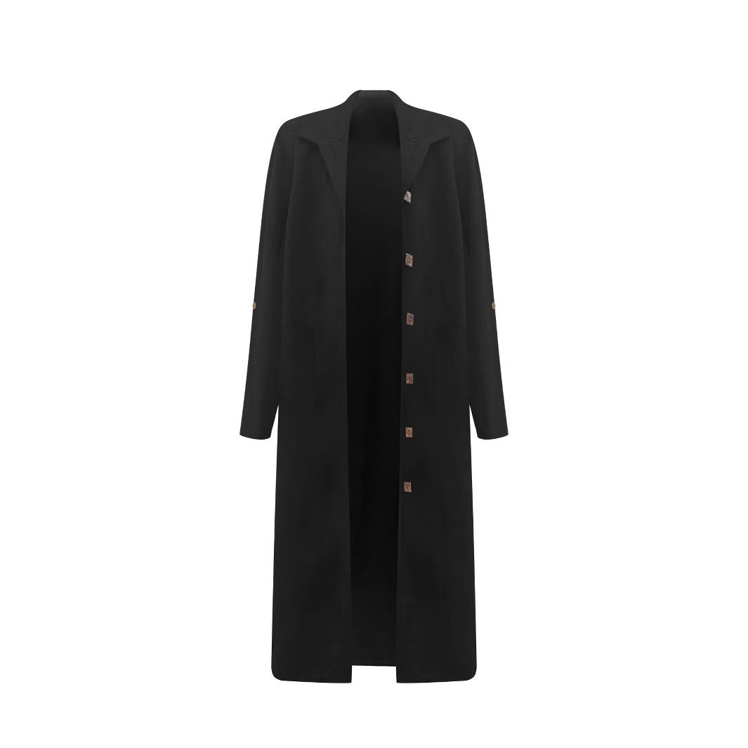 Damen Longline-Mantel mit Hemdkragen und Oversize-Silhouette Drune