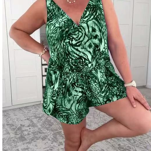 Damen lässiger Overall mit buntem Tiermuster Drune