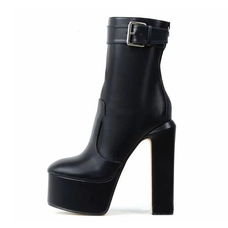 Damen Chunky-Absatz-Stiefeletten mit Schnallenriemendetail Drune