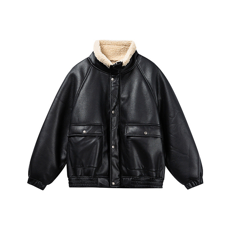 Herren Kurz geschnittener Velours‑Blouson mit Sherpa‑Kragen und Utility‑Pattentaschen Drune