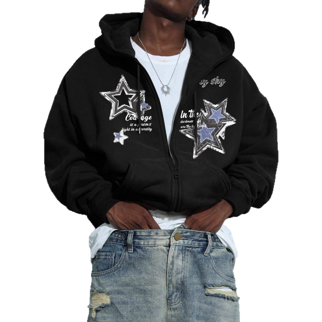 Herren Kapuzenjacke mit praktischem Reißverschluss und stylischem Sternenmotiv Drune