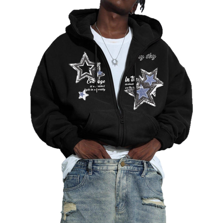 Herren Kapuzenjacke mit praktischem Reißverschluss und stylischem Sternenmotiv Drune