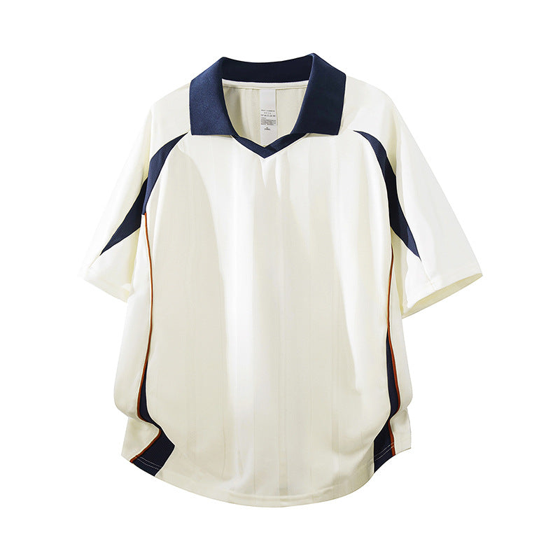 Herren Sportives Oversize-Poloshirt mit V-Ausschnitt, Kontrastpaspeln und atmungsaktivem Material Drune