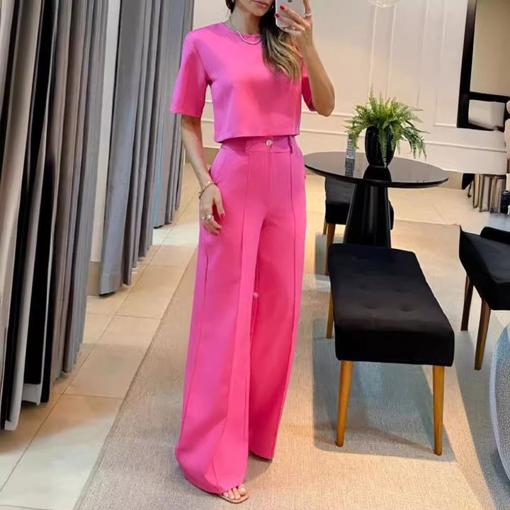 Damen Weit geschnittenes Ensemble aus Oberteil und Hose mit hohem Bund Drune