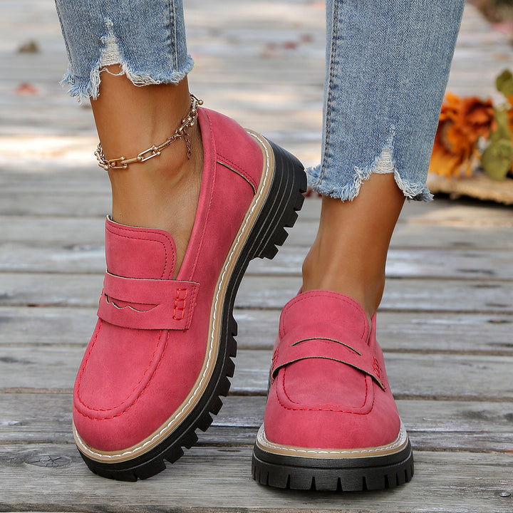 Damen robuste Loafer mit markanter Profilsohle, weichem Veloursoptik-Obermaterial und gepolstertem Komfortfußbett Drune