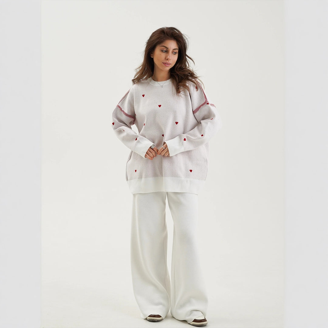 Damen Pullover mit Herzstickerei und lässigem Schnitt Drune