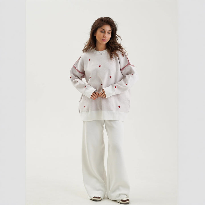 Damen Pullover mit Herzstickerei und lässigem Schnitt Drune