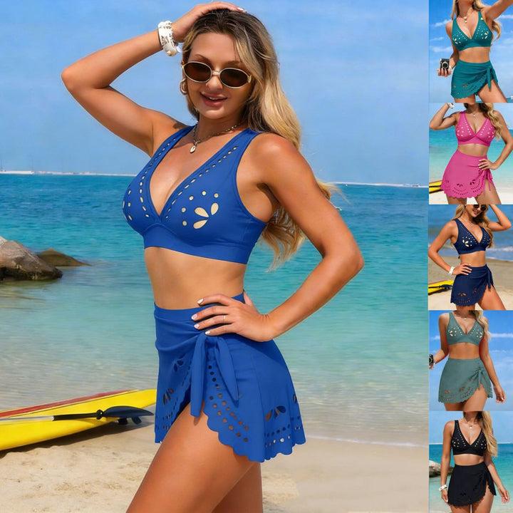 Damen Bikini-Set mit modischem Wickelrock und raffinierten Cut-Outs Drune