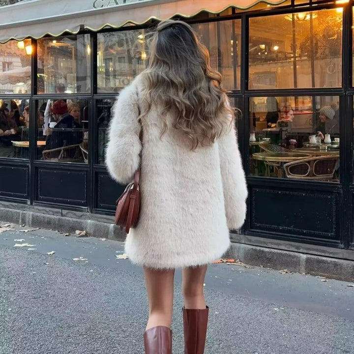 Damen Kuschelige Teddyjacke mit elegantem Revers und großzügigen Taschen Drune