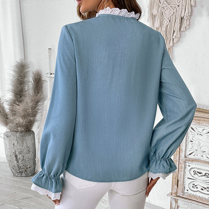 Damen Elegante Bluse mit Spitzenakzenten Drune