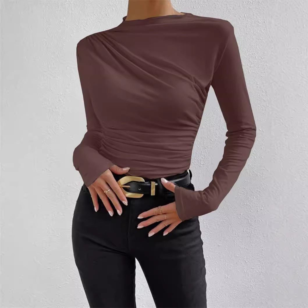Damen Langarmshirt mit raffiniertem Drapé-Design Drune