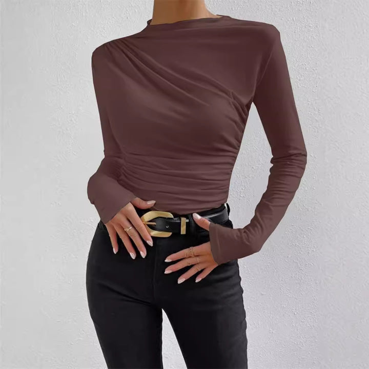 Damen Langarmshirt mit raffiniertem Drapé-Design Drune