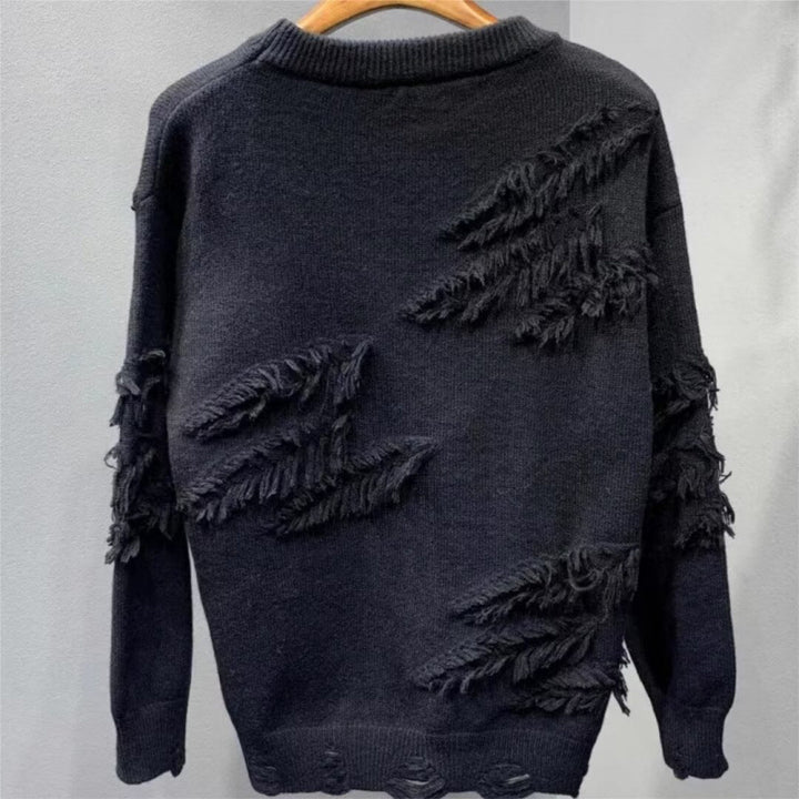 Damen Modischer Pullover mit Fransen Drune