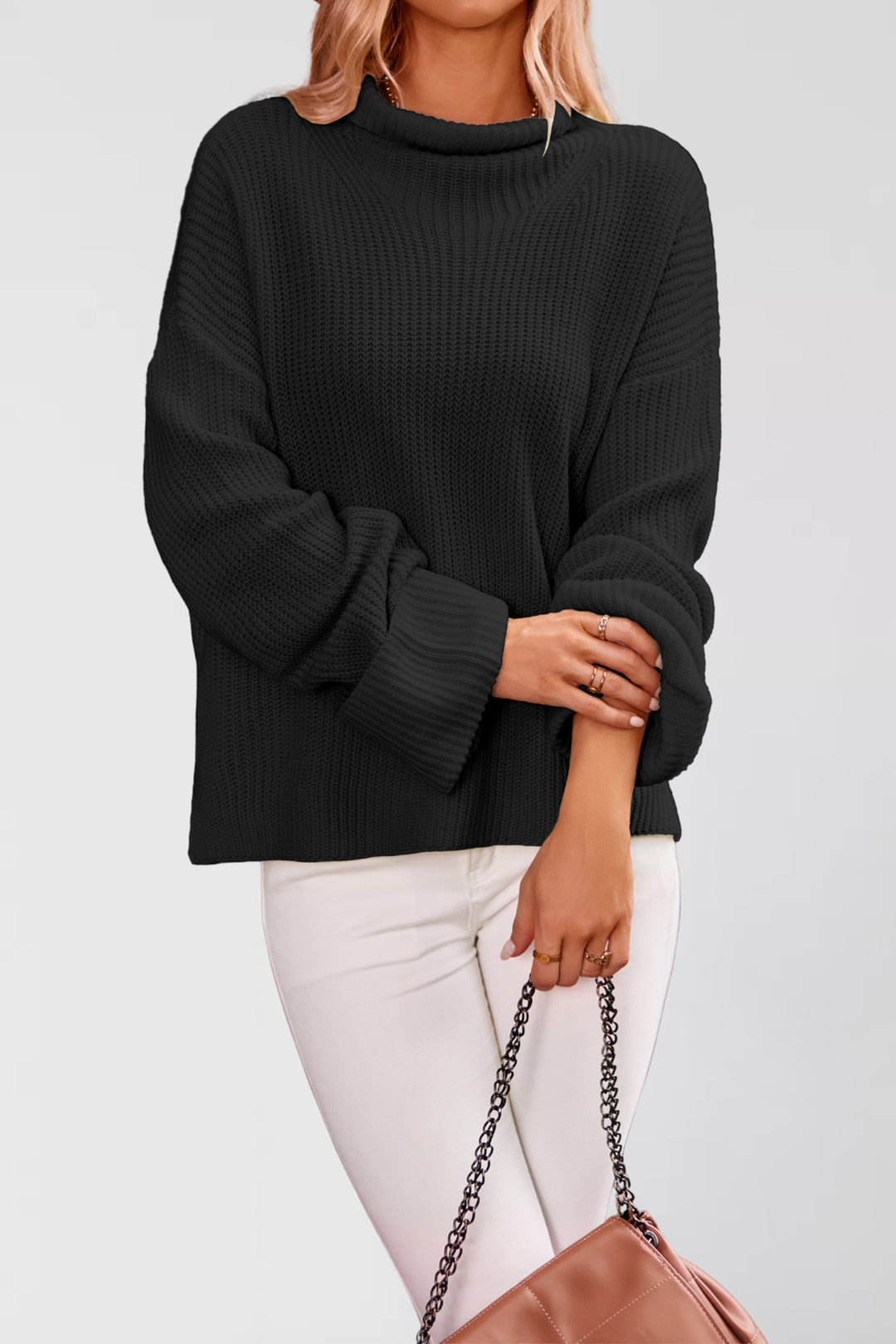 Damen Strickpullover mit hochschließendem Kragen Drune
