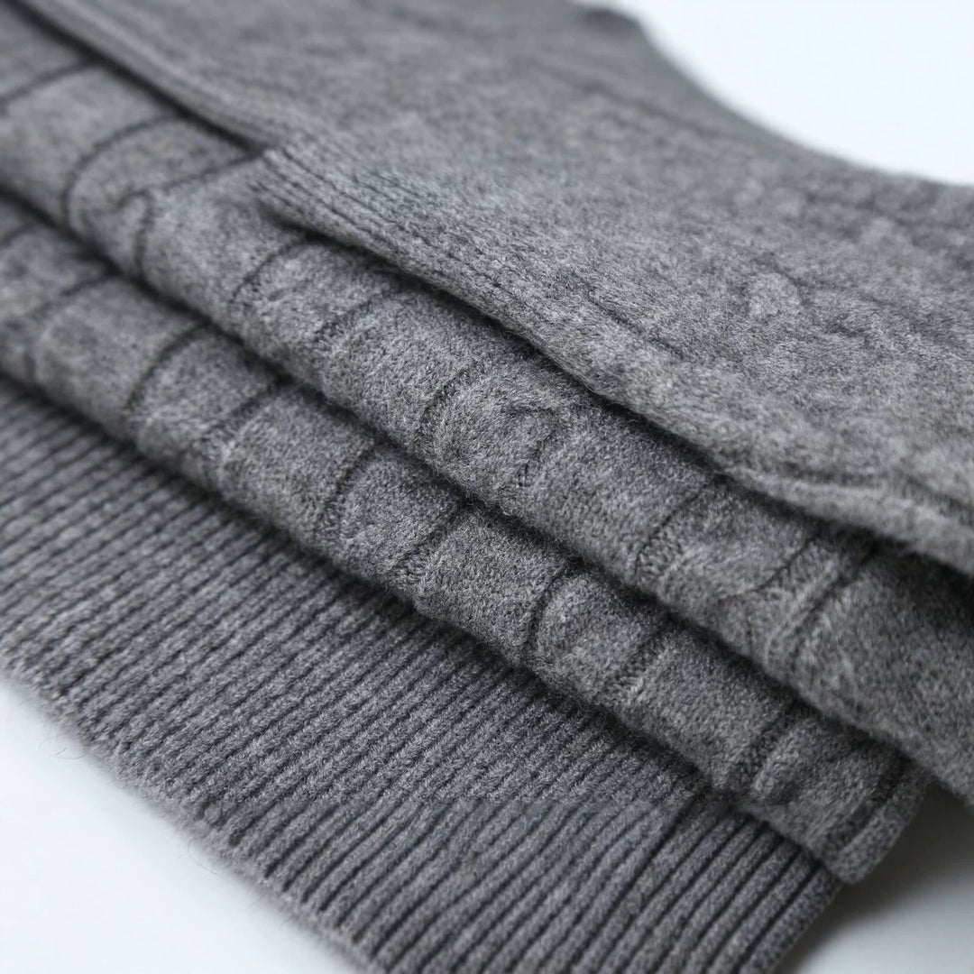 Damen Oversize Zopfmuster-Pullover mit V-Ausschnitt und breitem Rippbündchen Drune