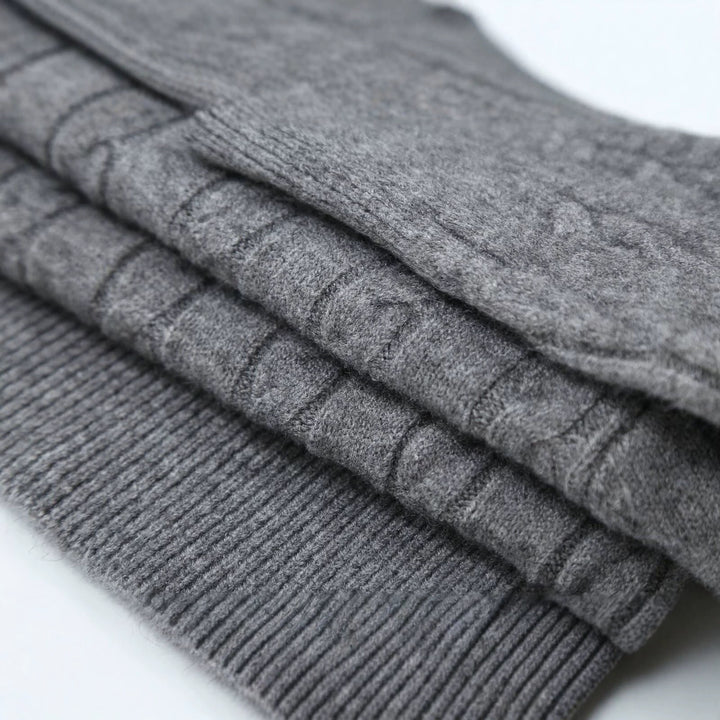 Damen Oversize Zopfmuster-Pullover mit V-Ausschnitt und breitem Rippbündchen Drune