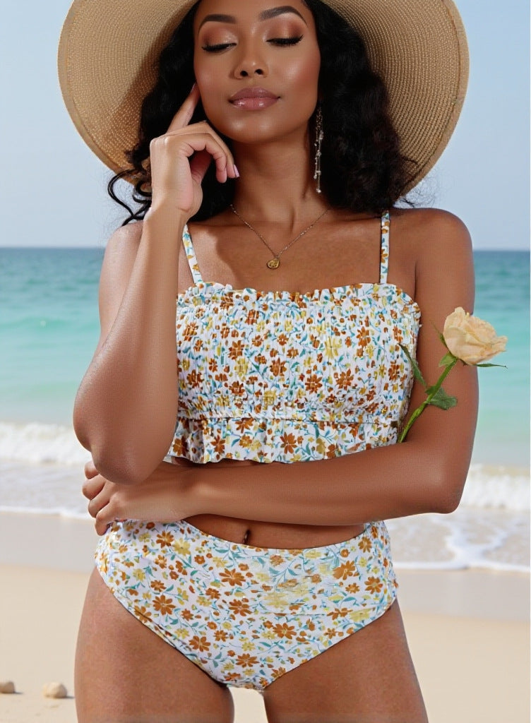 Damen Vintage Bikiniset mit Rüschen Drune