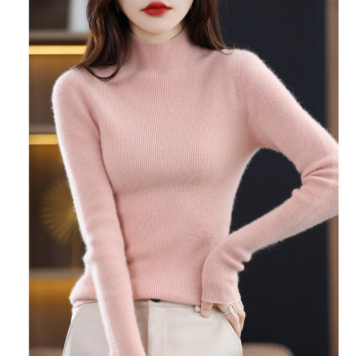Damen Schmaler Mockneck-Feinstrickpullover mit extrafeiner Rippenstruktur und Kaschmir-Optik Drune
