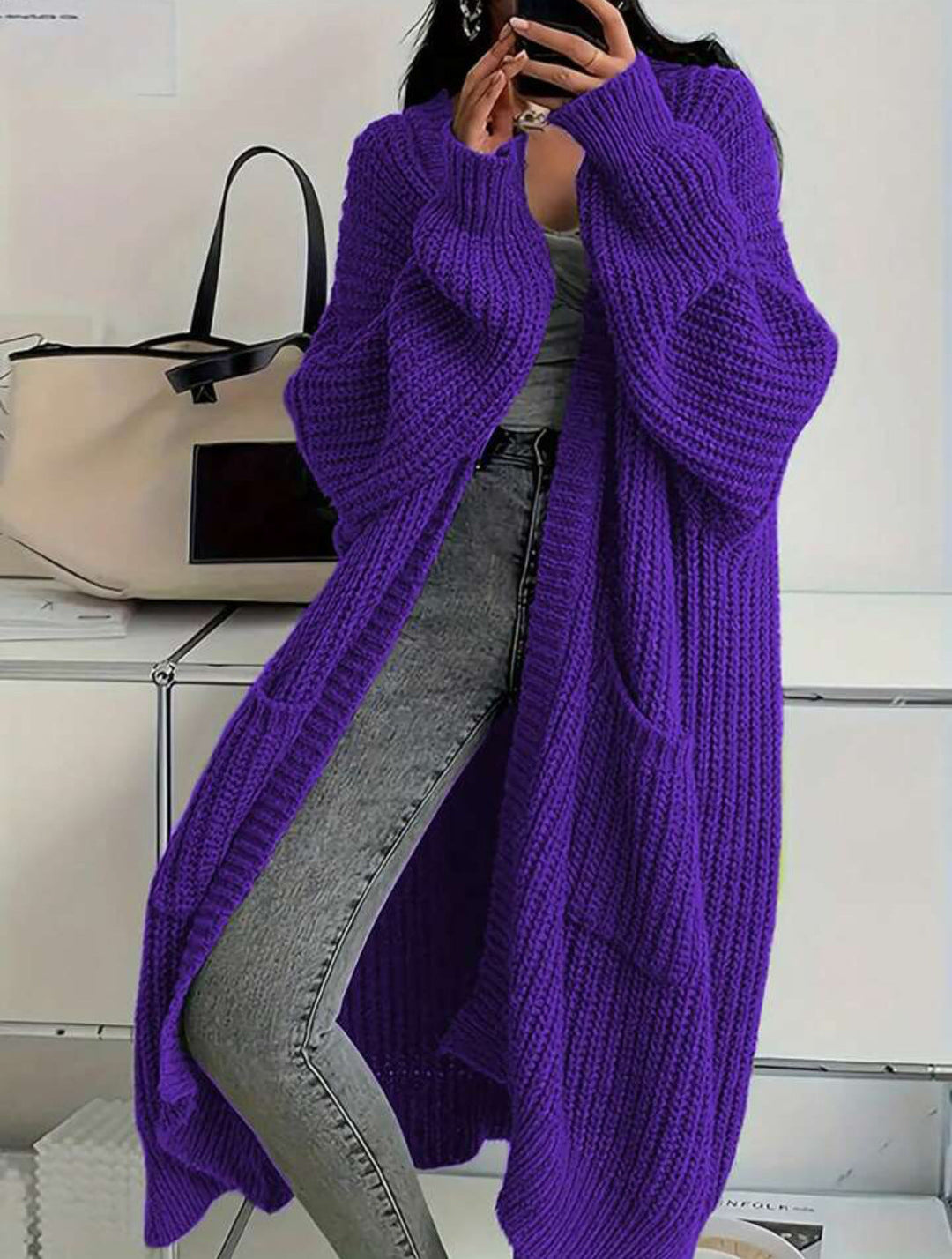 Damen Strickmantel im Oversized-Stil Drune
