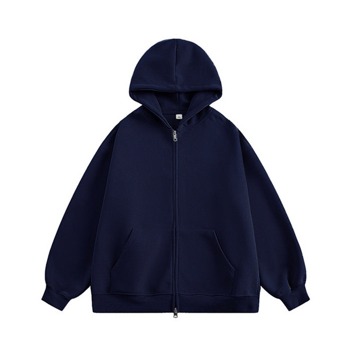 Unisex Oversize-Kapuzenjacke mit durchgehendem Reißverschluss und weichem Fleece-Innenfutter Drune