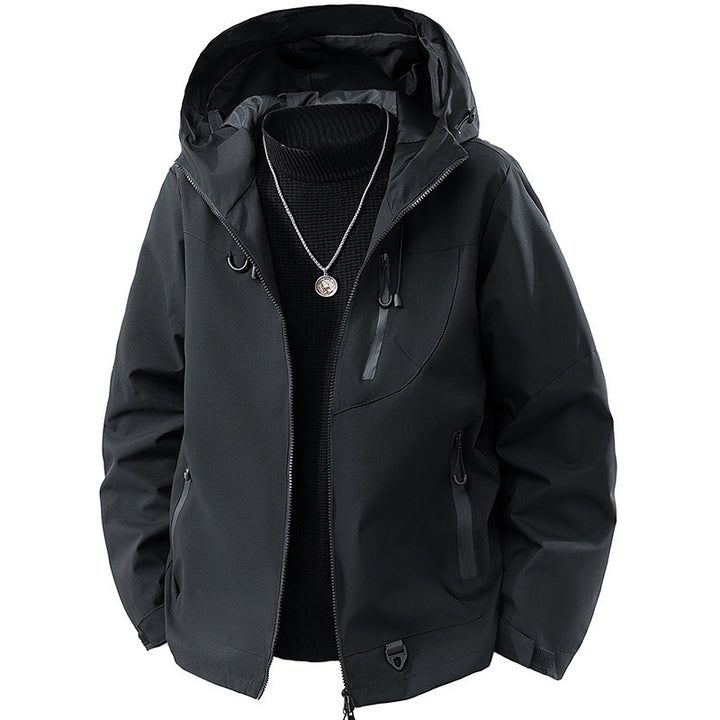Herren Technische Softshell Outdoorjacke mit Kapuze wasser- und winddichter Membran versiegelte Reißverschlüsse Drune